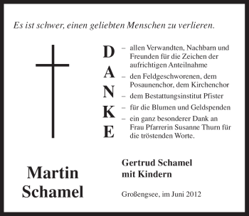 Traueranzeige von Martin Schamel von Pegnitz-Zeitung